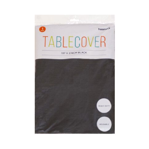 Hoorah Heavy Duty Reusable Tablecover 137cm x 274cm Black