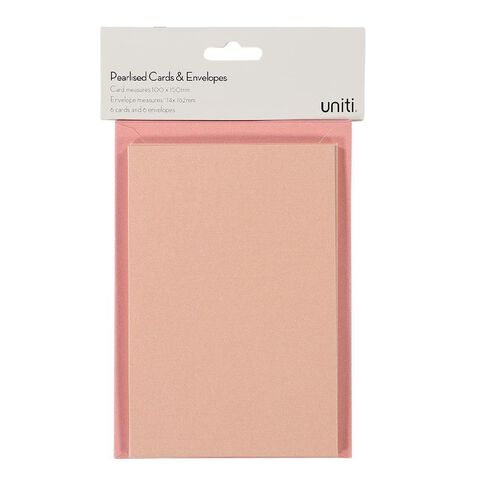 Uniti Cards & Envelopes Pearlised Blush 6 Pack