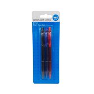 WS Ballpoint Pens Black Blue Red 3 Pack