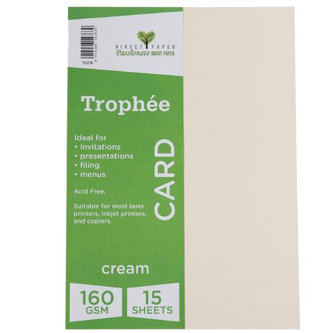 Trophee Card 160gsm 15 Pack Cream A4