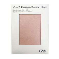 Uniti Cards & Envelopes Pearlised Blush 6 Pack