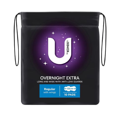 U By Kotex Maxi Overnight Pads with Wings 10 Pack
