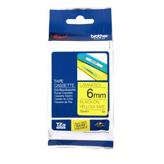 Brother TZE611 Laminated Tape Black On Yellow 6mm x 8m