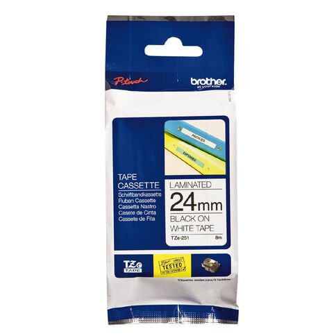 Brother Label Tape Tze-251 24mm Black On White