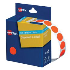 Avery Dispenser Dot Labels Fluoro Red 14mm Diameter