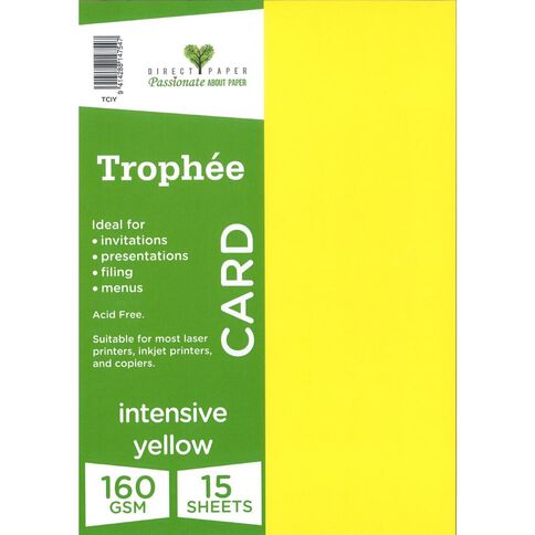 Trophee Card 160gsm Intensive Yellow A4 15 Pack