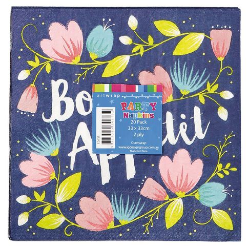 Artwrap Printed Napkins Bon Appetit 2-ply 33cm x 33cm 20 Pack