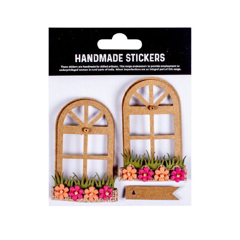 Handmade Kraft & Burlap Embellishment Arch Window Garden 3pc