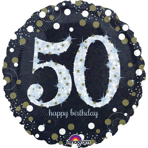 Anagram Holo Sparkling Birthday 50 Foil Balloon Standard 17in