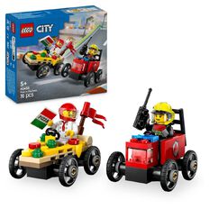 LEGO CITY Pizza vs Fire Truck Race Car Pack 60458