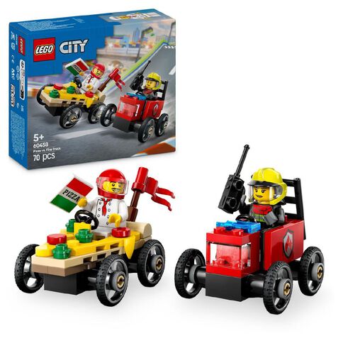 LEGO CITY Pizza vs Fire Truck Race Car Pack 60458