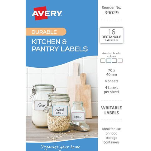Avery Durable Handwritable Kitchen Labels 70mm x 40mm 16 ...