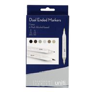 Uniti Dual Ended Markers Greys 6 Pack