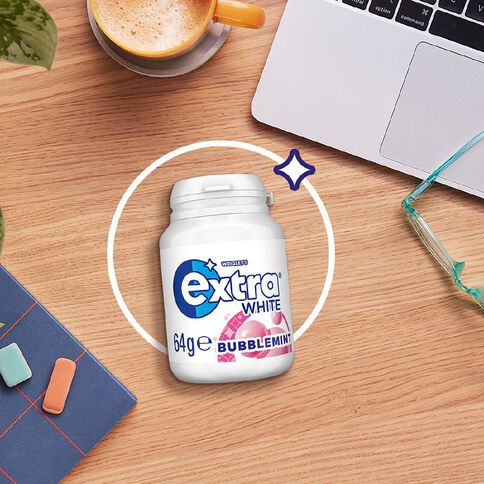 Extra White Bubblemint Chewing Gum SF Bottle 46 Piece 64g