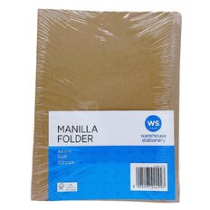WS Manilla Folders Kraft A4 100 Pack
