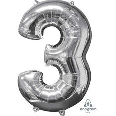 Anagram Mid-Size Shape Silver Numeral 3