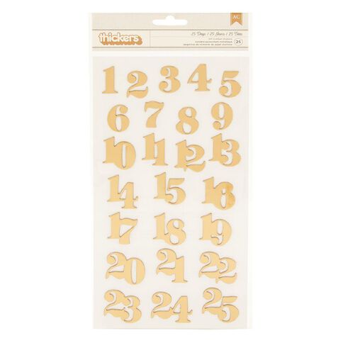 American Crafts Thickers Numbers Gold Foil