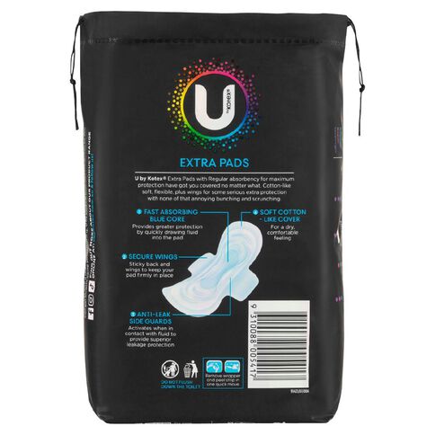 U By Kotex Regular Wings Maxi Pads 16 Pack