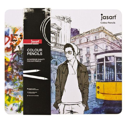 Jasart Coloured Pencils in Tin 24 Pack