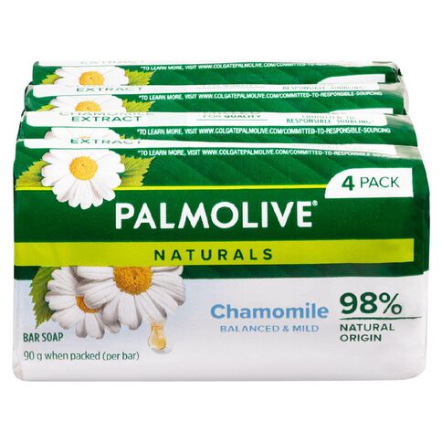Palmolive Naturals Chamomile Balanced & Mild Soap 90g 4 Pack White