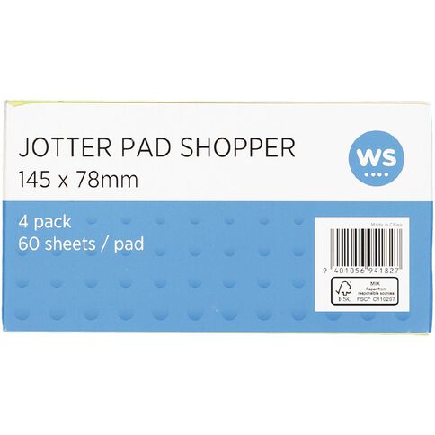WS Jotta Pad Shopper 78x145mm 4 Pack 60 Sheets