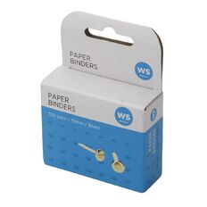 WS Paperbinders 19mm 100 Pack Brass