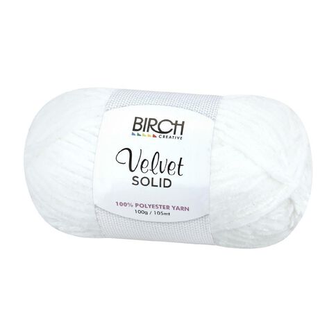 Birch Velvet Yarn 100% Polyester 100G White