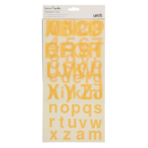 Uniti Iron-on Alphabet & Numbers Gold