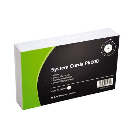 Office Supply Co System Cards 100 White  76X127mm White