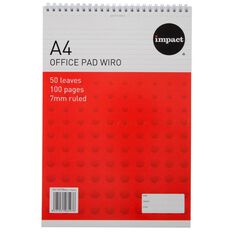 WS Wire-O Notepad 80gsm 7mm 50 Leaf White A4