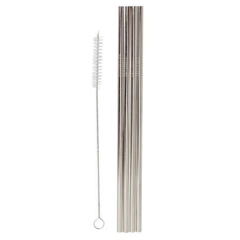 Living & Co Stainless Steel Straw Set Slim Straight