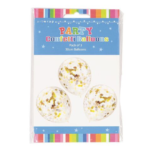 Artwrap Party Confetti Balloons Formal Foil Gold/Silver 30cm 3 Pack