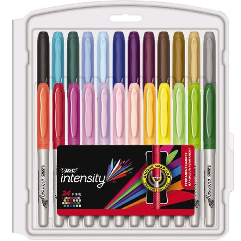 Bic Intensity Permanent Marker Fine Clamshell Assorted 24 Pack