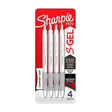 Sharpie Gel Retractable 0.7mm Gel Pen White Barrel - Black 4 Pack