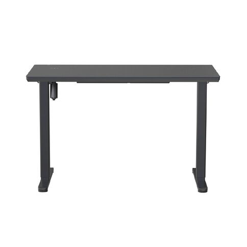 Workspace Height Adjustable Desk 1200W with Drawer Frosted Glass Black