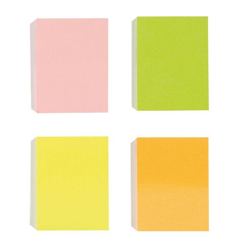 WS Fluro Sticky Notes 38mm x 50mm 45 Sheet 4 Pack Multi-Coloured