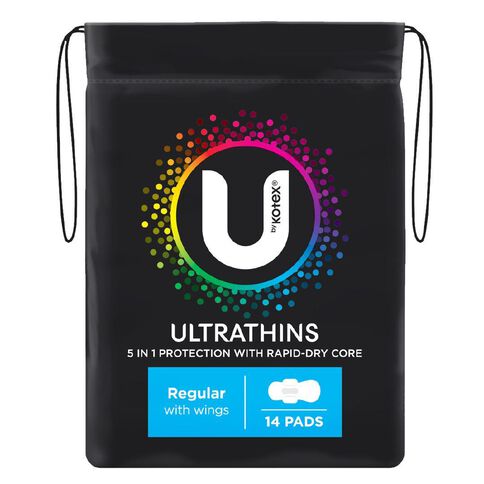 U By Kotex Regular Ultra Thin Wings Pads 14 Pack