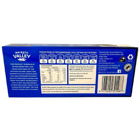 Waikato Valley Chocolates Scorched Almonds Dark Chocolate Waikato Valley Chocolates Scorched Almonds Dark Chocolate