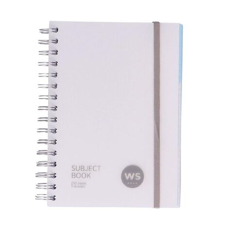 WS Subject Book With 3 Dividers 7mm Ruled White A5