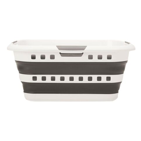 Living & Co Flexi Collapsible Laundry Basket Black/White