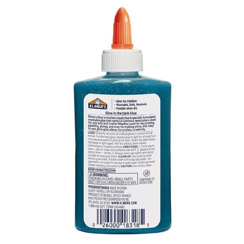 Elmer's Glow in the Dark Liquid Glue 147ml Blue Mid