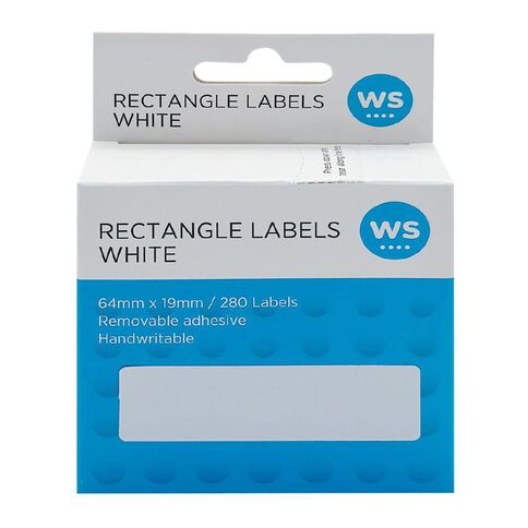 WS Rectangle Dispenser Stickers Handwritable 280 Labels 64mm X 19mm