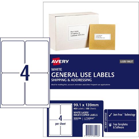 Avery General Use Labels White 400 Labels