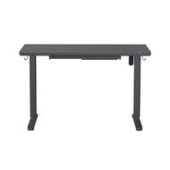 Workspace Height Adjustable Desk 1200W with Drawer Frosted Glass Black