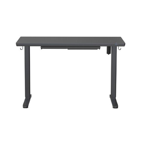 Workspace Height Adjustable Desk 1200W with Drawer Frosted Glass Black