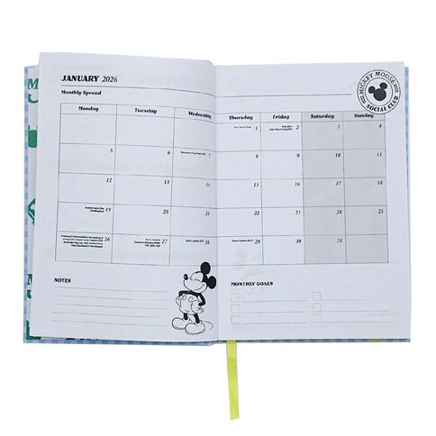 Mickey Mouse 2026 Day To Page Diary Blue A5