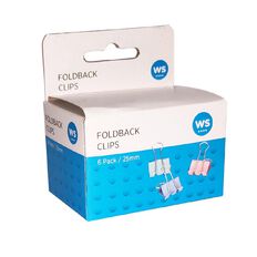 WS Foldback Clips 25mm 6 Pack Colour Assorted