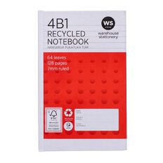 WS Notebook 4B1 7mm Ruled 64 Leaf Red
