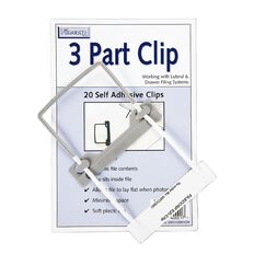 Filecorp 3 Part Clip Self Adhesive 20 Pack White