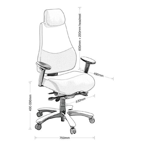Eden Control Heavy Duty Chair Grey/Black with Arms